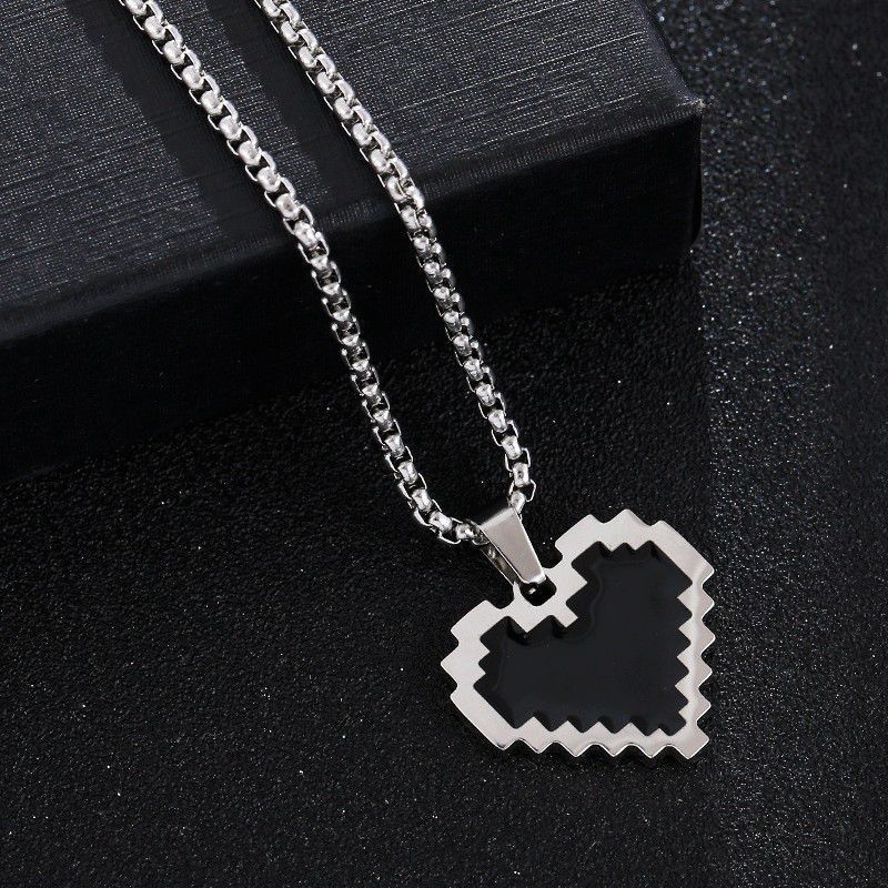 Nuova personalità alla moda, ciondolo a forma di cuore creativo, semplice accessorio per danza hip hop di strada, collana resistente allo sbiadimento_voghion.com