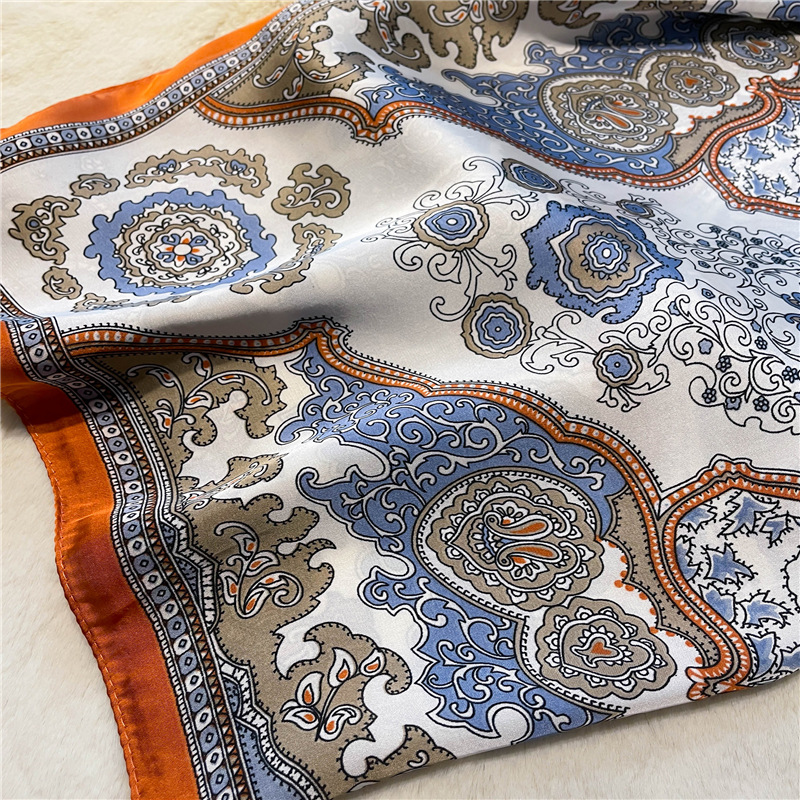 Pañuelo cuadrado pequeño occidentalizado, pañuelo de seda, pañuelo de seda de imitación para mujer, chal estampado, pañuelo de protección solar, diadema,_voghion.com