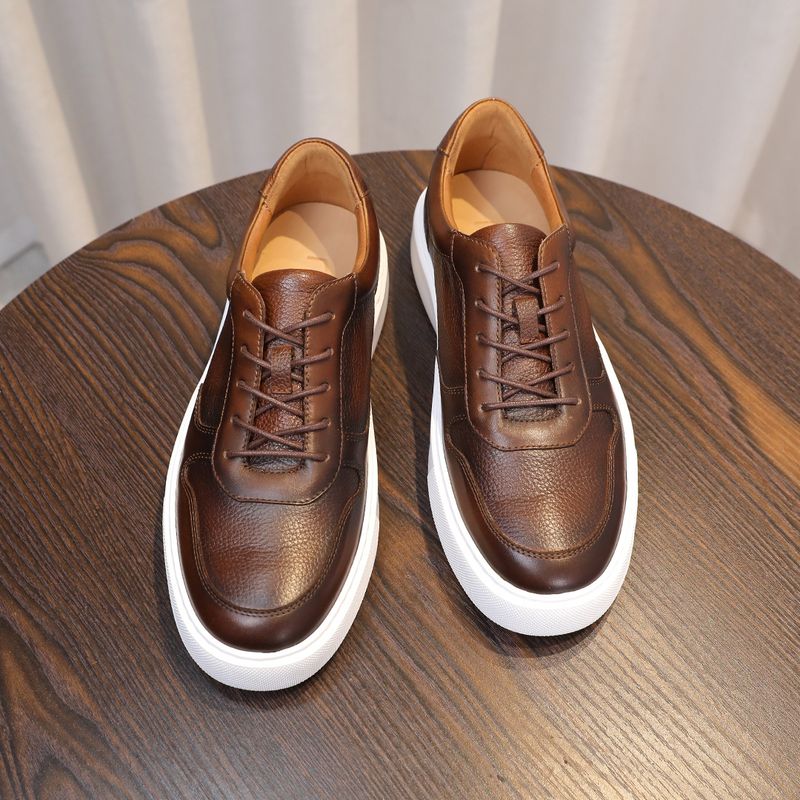New Style 2025 New Breathable Leather Sneakers High-End Trendy Versatile Fashion Light Luxury Casual Men's Shoes_voghion.com