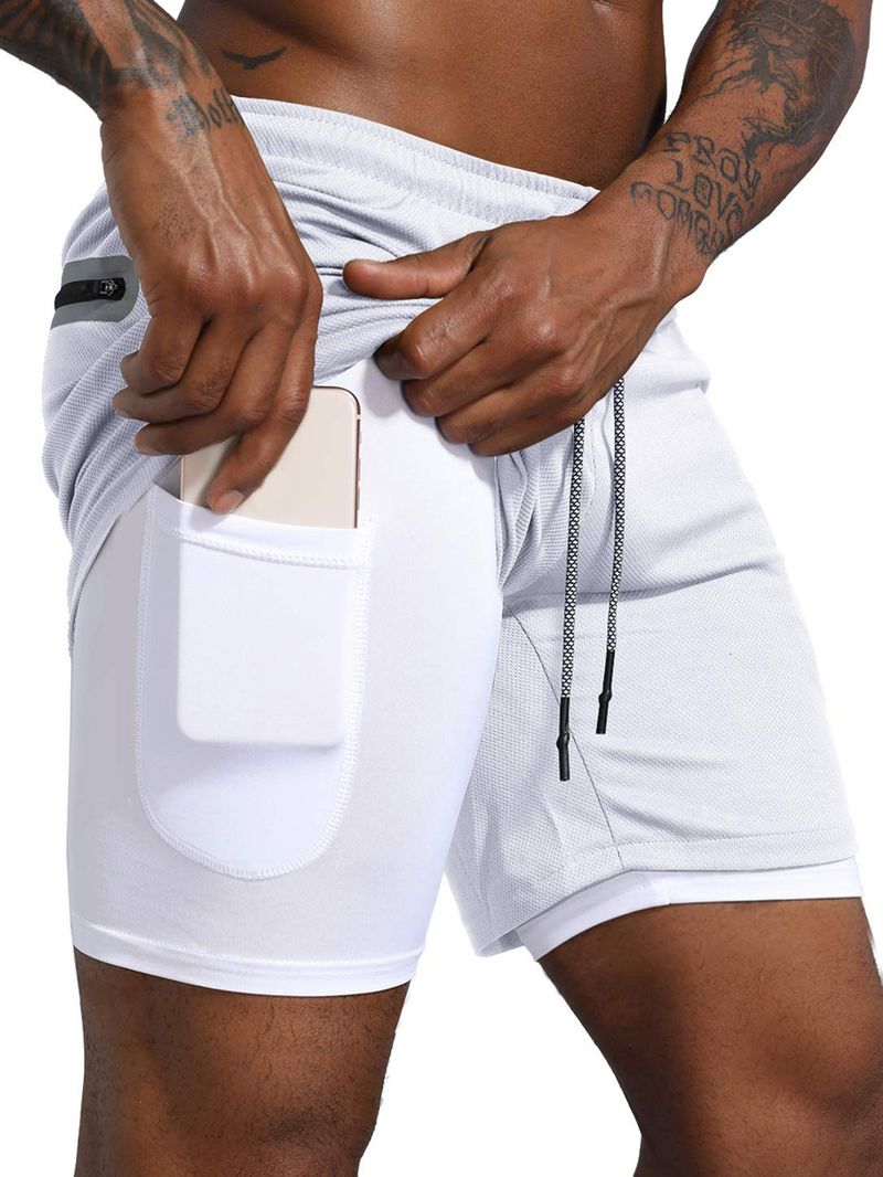 Nuovi pantaloncini a doppio strato tinta unita 2025 per fitness, esercizio, allenamento, asciugatura rapida e jogging da uomo_voghion.com