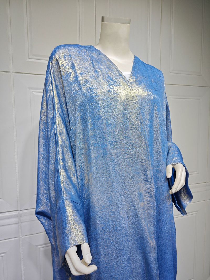 Vêtements pour femmes musulmanes, robe estampillée dorée, abaya, vêtements d'extérieur, cardigan_voghion.com