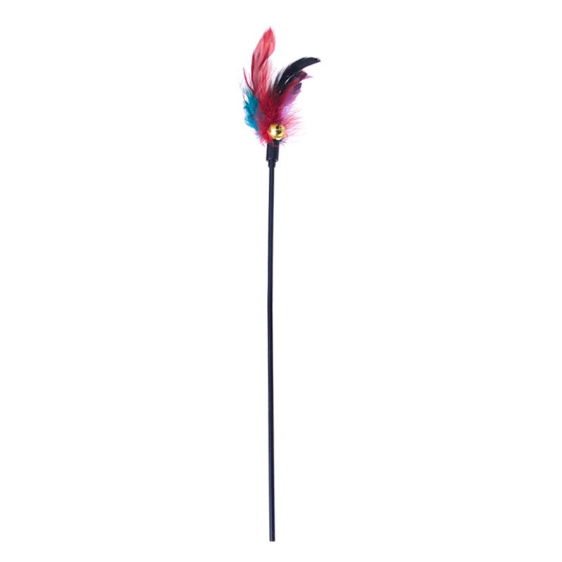 Feder Teaser Zauberstab 65cm Katze necken Pet Supplies Extra lange weiche Stange Glocke Sound Spielzeug_voghion.com
