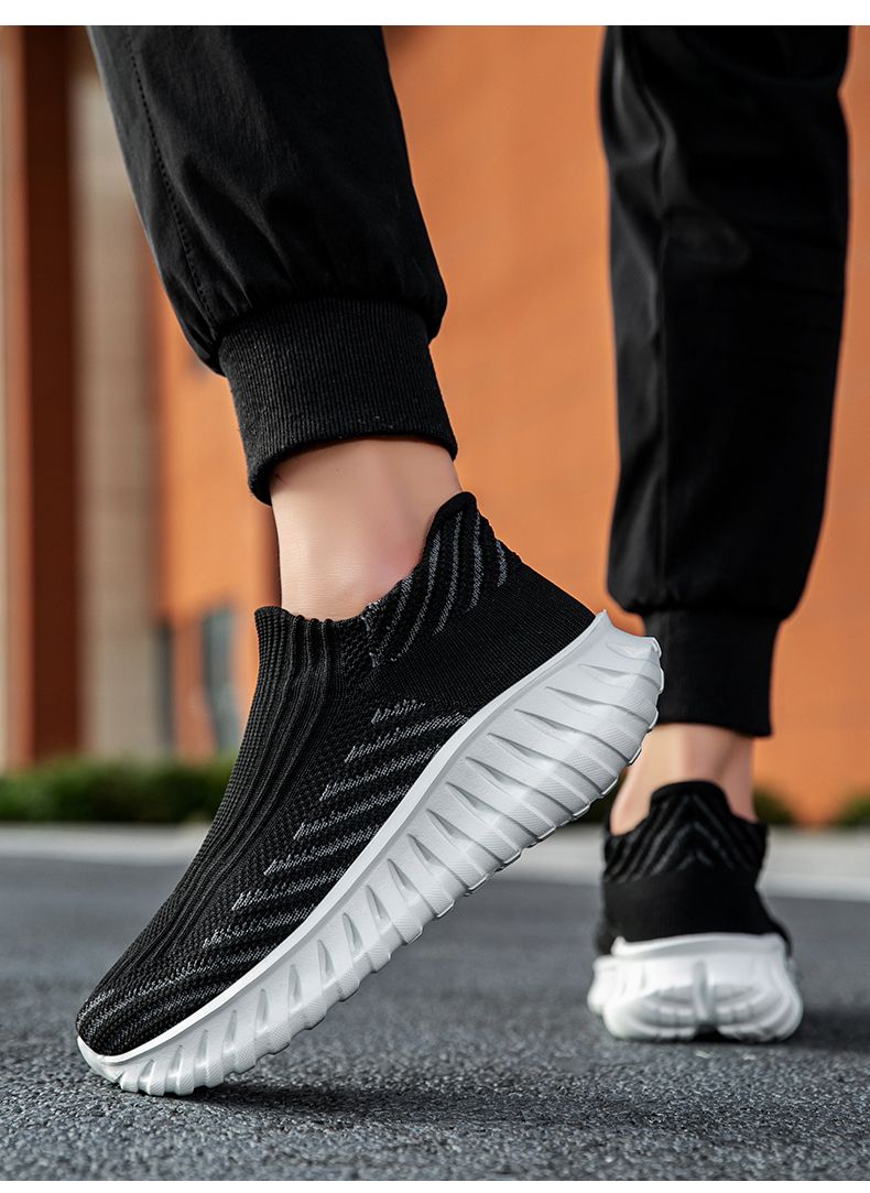 Green Platform Knit Sneakers Men Women Trainers Breathable Socks Men's Running Shoes Comfortable Slip-on Women's Sports Shoes_voghion.com