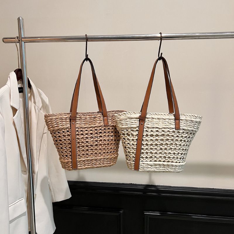 INS Forest Style Stroh Strand Handtasche für Frauen 2025 Frühling neue Single Schulter Tote Korb gewebte Tasche_voghion.com