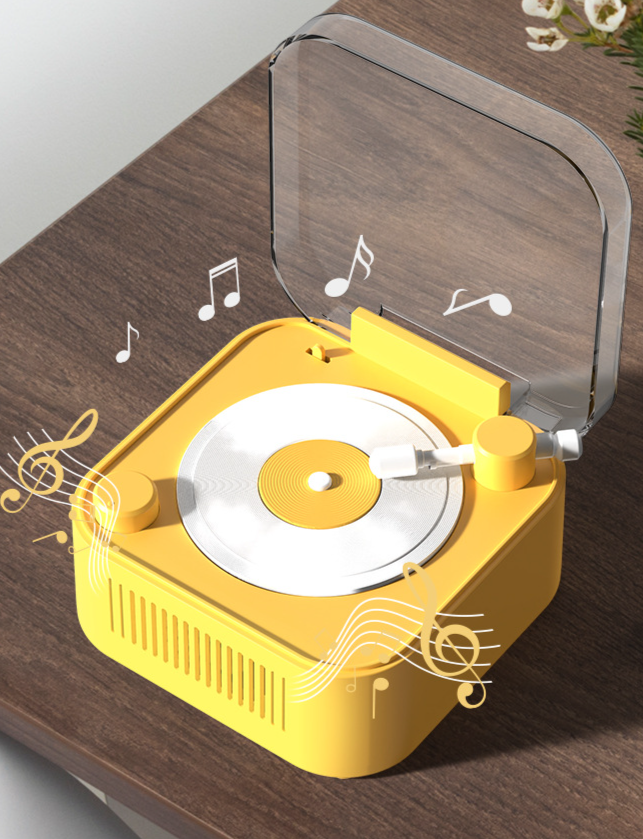 New Retro Turntable Wireless Bluetooth Speaker Portable Card Slot Mini Record Player Desktop Creative Ornament Gift_voghion.com