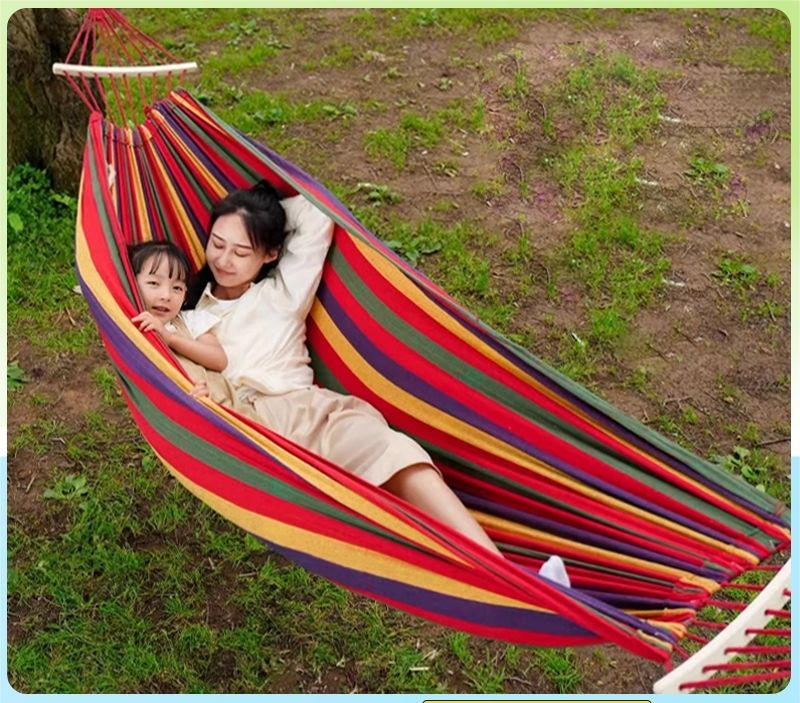 Hammock Swing Adult Thickened Canvas Camping Side Flip Double Person Outdoor Dormitory Indoor Hanging Chair Student_voghion.com