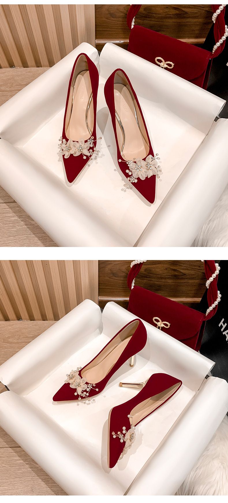 Scarpe da donna eleganti con tacco alto a punta rosse per donna - Eleganti décolleté a stiletto con tomaia in morbida pelle scamosciata e comoda suola in gomma_voghion.com