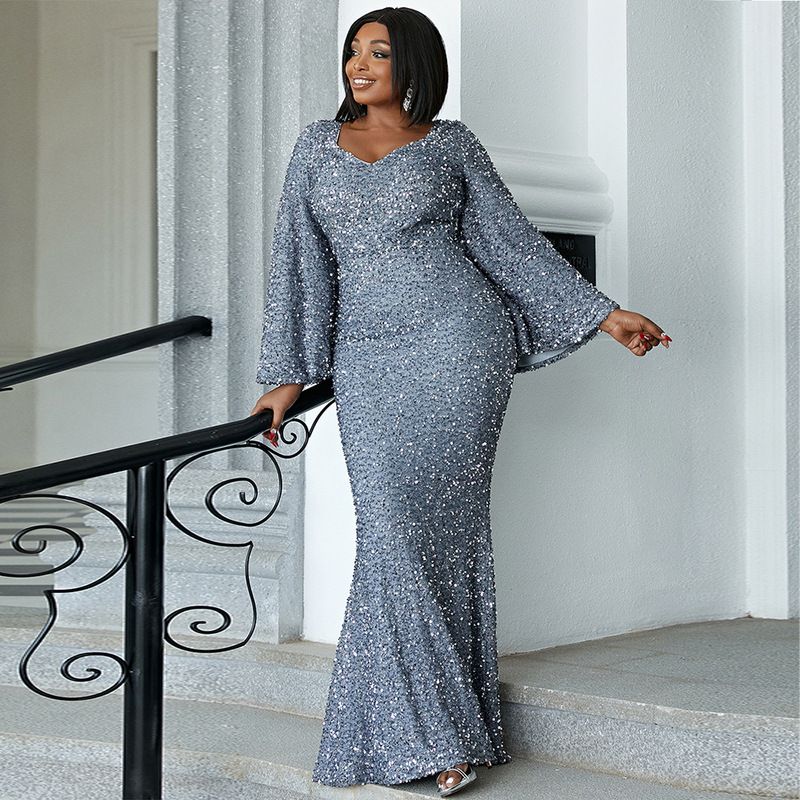 Vêtements pour femmes gros mm grande taille femmes longue section mariage banquet sac hanche sirène tempérament fête robe de soirée femme_voghion.com