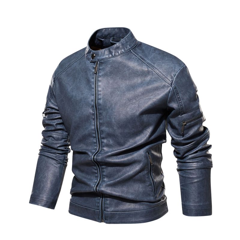 Men's Clothing retro washed leather jacket Men's leather jacket leather jacket_voghion.com