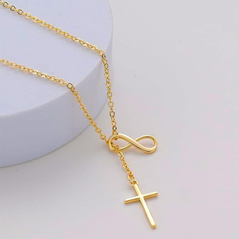 Hot S Pure Silver Necklace For Women, Simple And Luxurious, Elegant Style, Figure 8 Cross, Interlocking Collarbone Chain_voghion.com