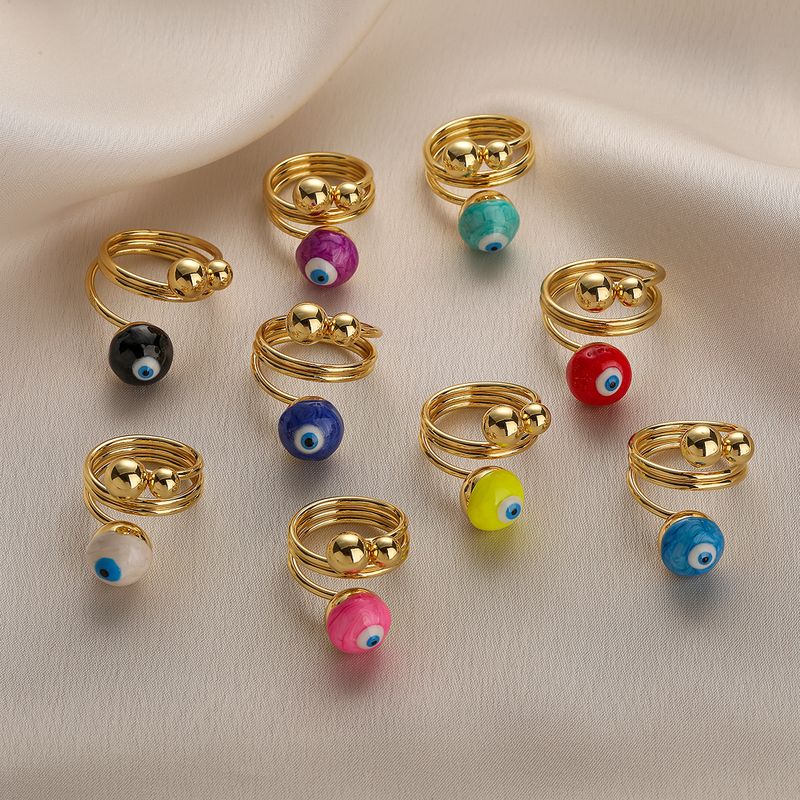 Mafiar 2024 Trendy Gold Color Statement Ball Shape Evil Eye Ring For Women Girl Female Party Jewelry Finger_voghion.com