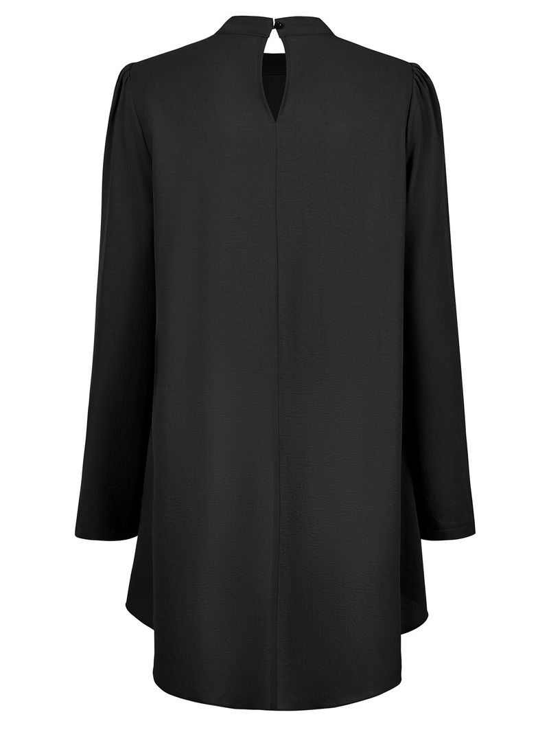 Abbigliamento da donna, camicia in due pezzi finta a maniche lunghe, tinta unita, collo semi-alto, casual, da donna_voghion.com