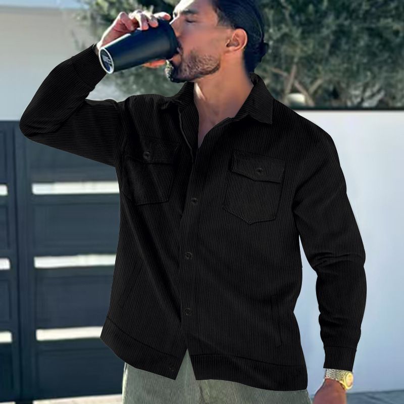 Men's Corduroy Jacket – Single-Breasted Notch Lapel, Breathable & Wrinkle-Resistant, Multi-Pocket Casual Blazer (S-XXXL, Autumn Essential)_voghion.com