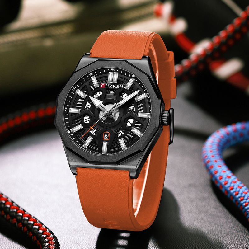 Orologio da uomo sportivo casual al quarzo impermeabile in gel di silice per uomo con data automatica e lancette dell'orologio 8437_voghion.com