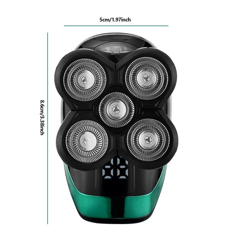 5 IN 1 Electric Shaver Rechargeable Shaving hine for Men Beard Razor Wet-Dry Dual Use Waterproof Fast Charging_voghion.com