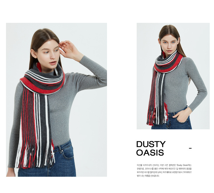 Sciarpe da donna nuova sciarpa acrilica lavorata a maglia per uomini e donne coppia sciarpa a righe con nappe in lana_voghion.com
