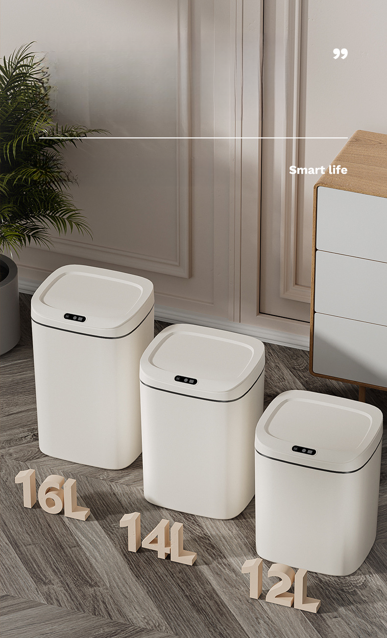 Intelligenter Mülleimer mit großer Kapazität und vollautomatischer Deckelöffnung und Abstandssensor für das Badezimmer_voghion.com