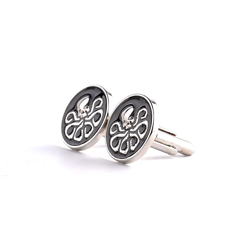 Gemelos de camisa para hombre con diseño de calavera tótem y diamantes de cristal redondos._voghion.com