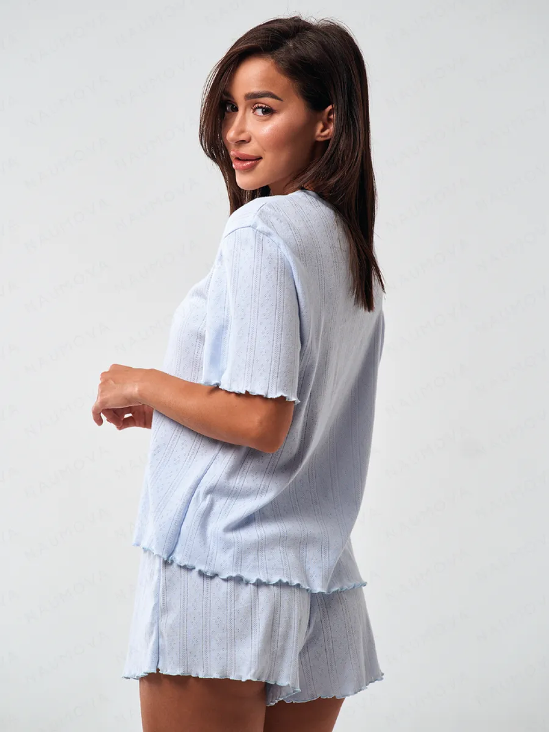 Women's Pajamas Set, Short-sleeved Shorts, Home Two-piece Loungewear, Comfortable And Breathable_voghion.com