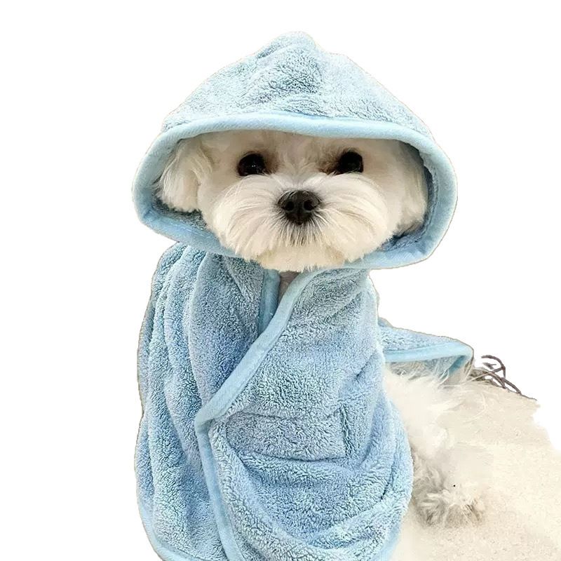 Accappatoio per cani per tutte le stagioni, asciugamano assorbente spesso per il bagno e l'asciugatura, adatto per Teddy, Bichon, Schnauzer, Bulldog francese,_voghion.com