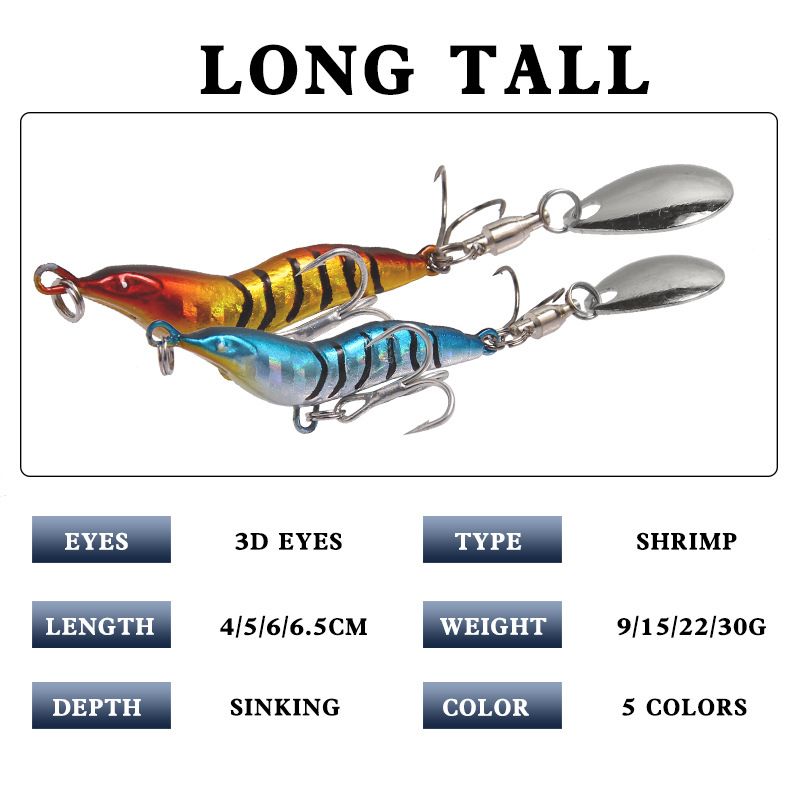 Lure Bait Long Throw Full Attack Garneļu Metāla ēsma VIB Blood Groove Āķis Vistas nags āķis Rotējošais vizulis simulācijas ēsma zvejas rīks_voghion.com