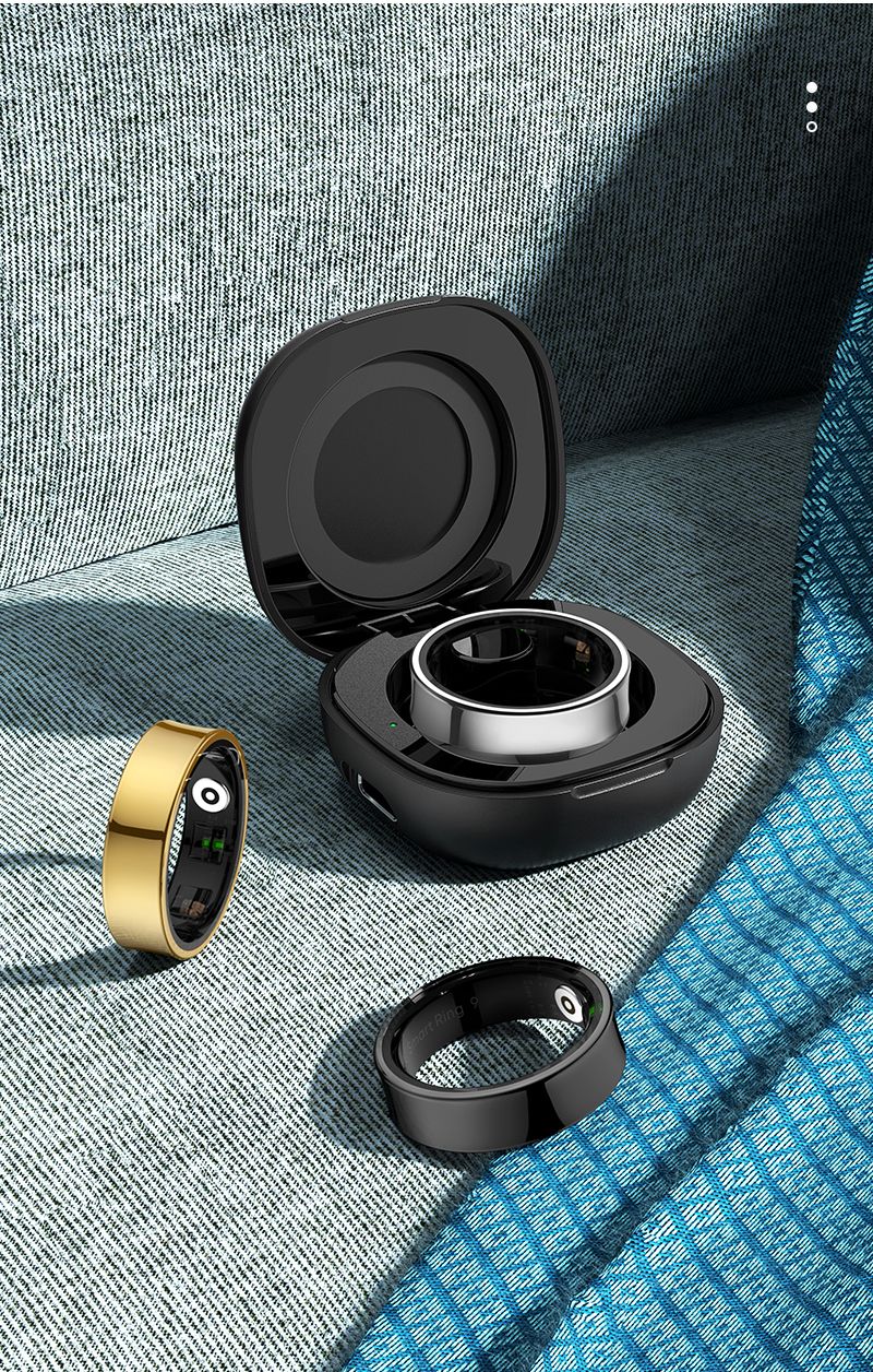 Neuer Smart Ring R09 Gesundheitsmonitor Multisportmodus Hauttemperaturmessung 5ATM wasserdichter Smart Ring mit Ladeetui_voghion.com