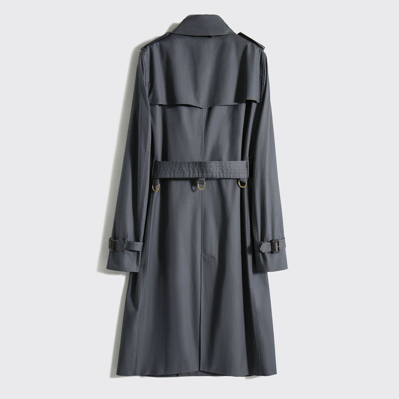 New Cotton Classic Hepburn Style Mid-Length Trench Coat For Women Spring And Autumn_voghion.com