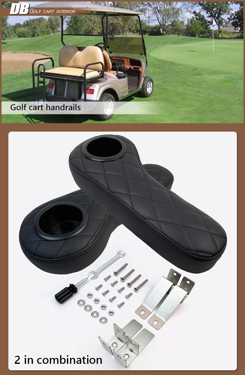 Suitable for CIUB CAR EZGO YAMAHA golf cart armrest with cup holder universal model without drilling_voghion.com