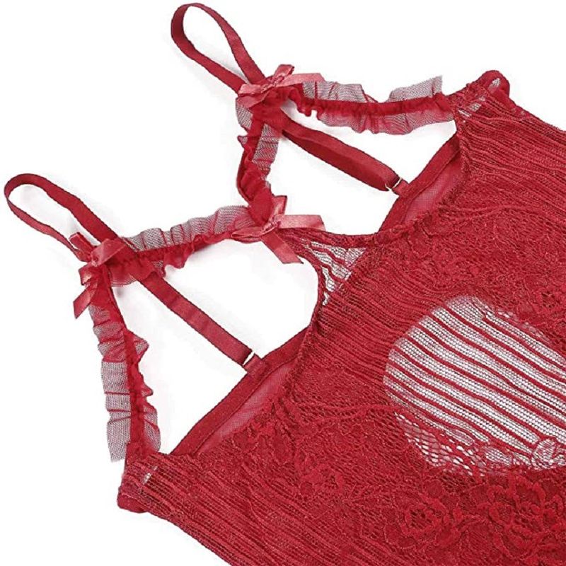 New Sexy Hollow Out Mesh Suspender Jumpsuit And Fun Lingerie_voghion.com