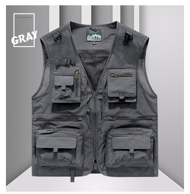 14 Pockets Summer New Men US Tactical Hiking Fishing Vest Mens Photographer Waistcoat Mesh Cargo Sleeveless Jacket Tool Vest 7XL_voghion.com