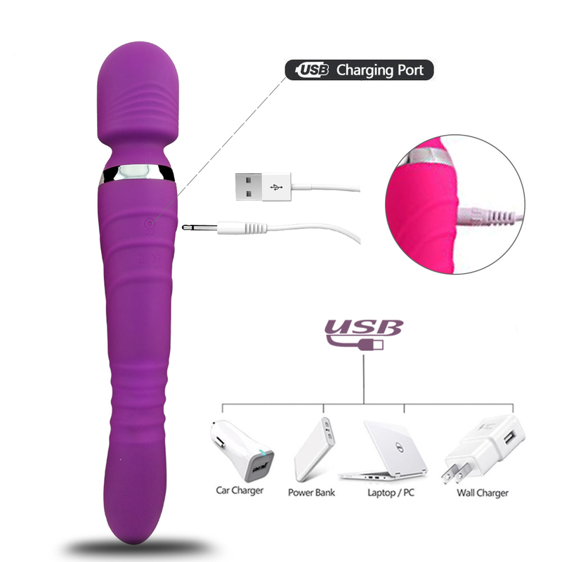 Rotierender, beheizter 360°-Doppelvibrator für Frauen, Klitoris-Stimulator, G-Punkt, großer Dildo, Vibrator für Frauen_voghion.com