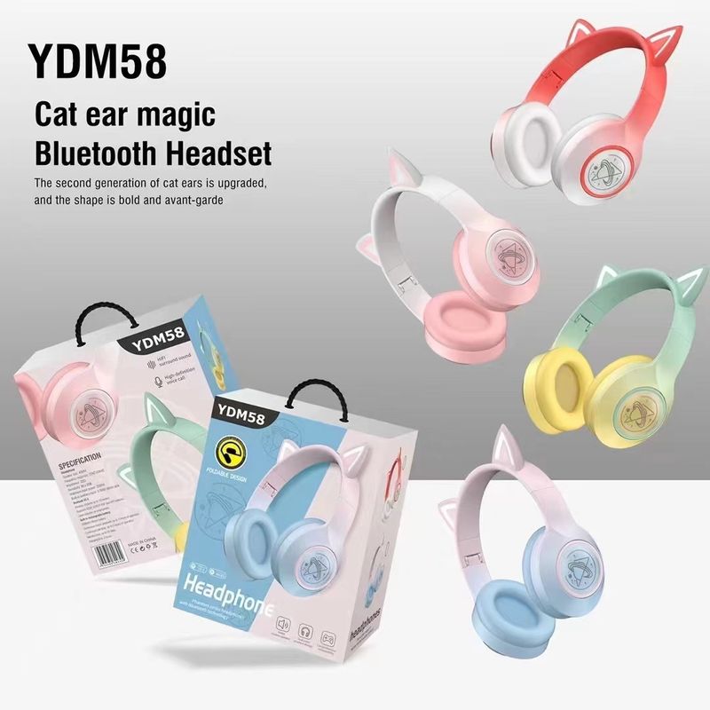 Headset Bluetooth Headset Luminous Cat Ear Cute Wireless Headset Gift YDM58_voghion.com