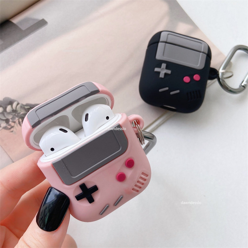 For AirPods Pro 1 2 Case Fashion Retro Game Earphone Case for Airpods Pro 1 2 Cute 3D Gameboy Silicone Headphone Cover Keychain_voghion.com
