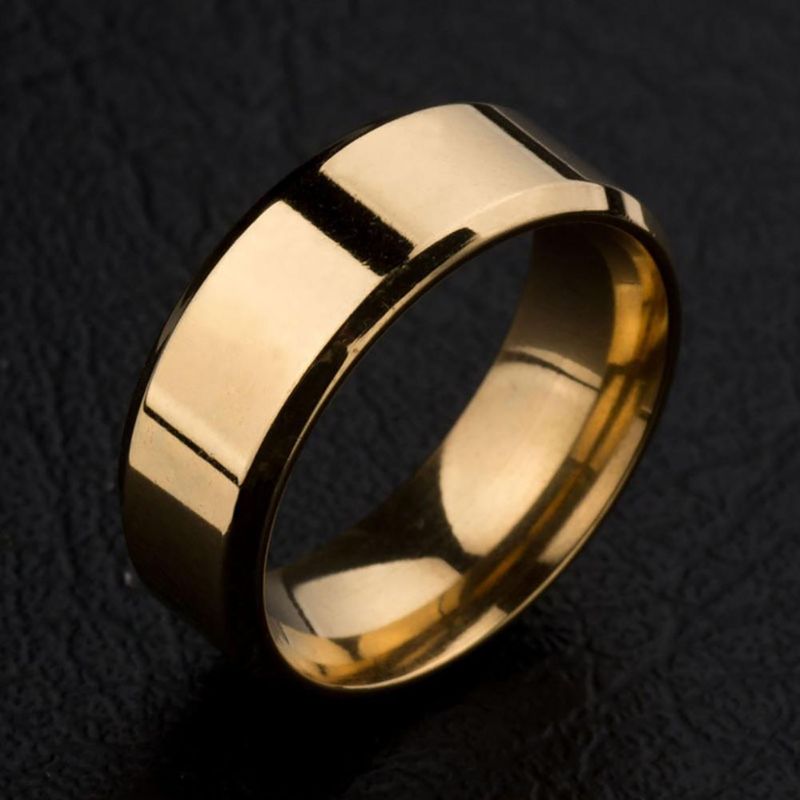 Vendita calda Uomo Argento Nero Acciaio Inossidabile Classico Colore Solido Metallo Bianco Matrimonio Fidanzamento Per Uomo Gioielli Anello Fascia_voghion.com