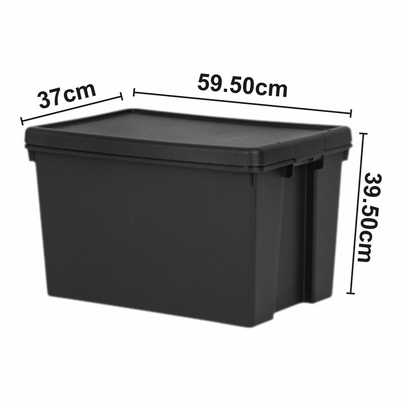 24L/36L/45L/62L/92L Heavy Duty Recycled Plastic Stackable Storage Box Lids Black_voghion.com
