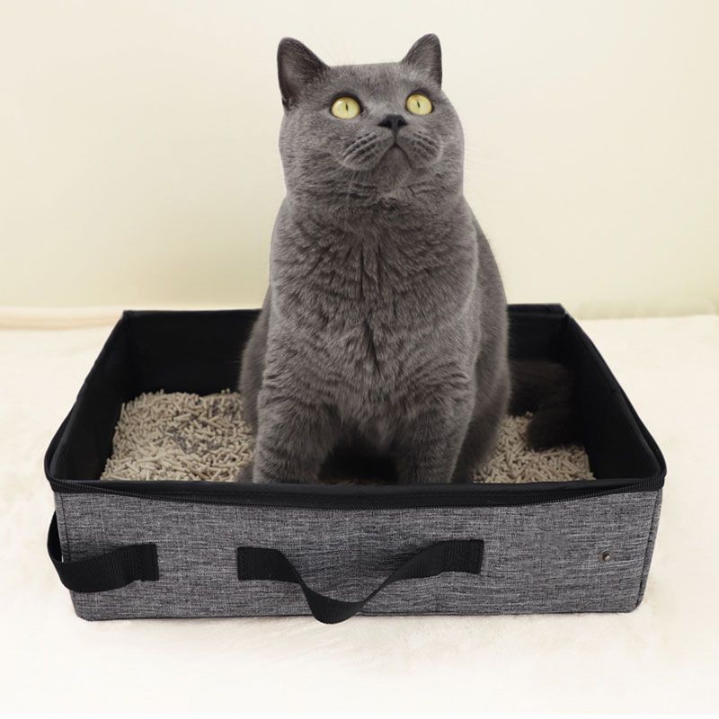 Travel Portable Waterproof Foldable Pan Fabric Litter Box Cat Supplies Storage Bag_voghion.com