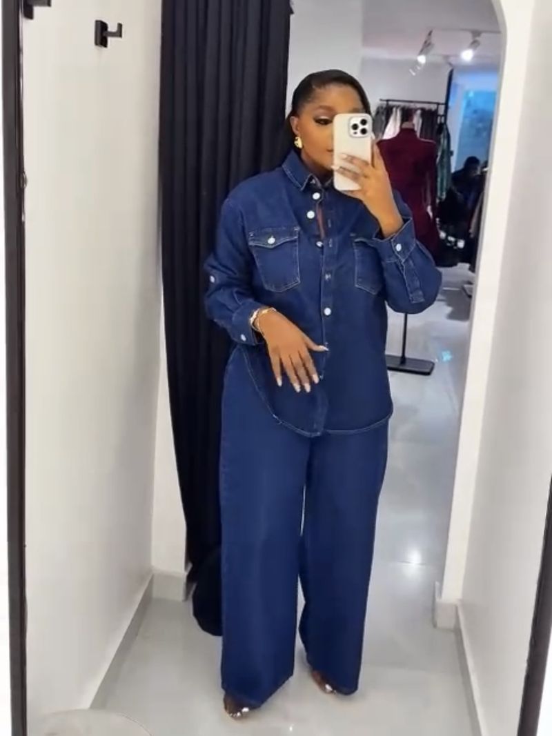Damenbekleidung Neue Reverstasche Strickjacke Langarmoberteil Gerade Hose Anzug_voghion.com