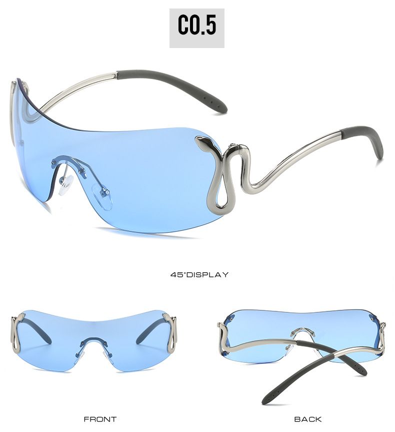 Uemi Nieuwe Mode Randloze Zonnebrillen Voor Vrouwen Mannen Slang Decoratie Metalen Frame Zonnebrillen Tinten UV400 Brillen_voghion.com
