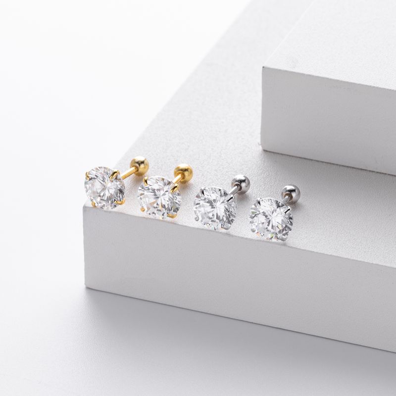 Gioielli da donna in argento sterling S925 con quattro griffe e orecchini a vite con zirconi, gioielli classici versatili, alla moda e semplici da donna_voghion.com