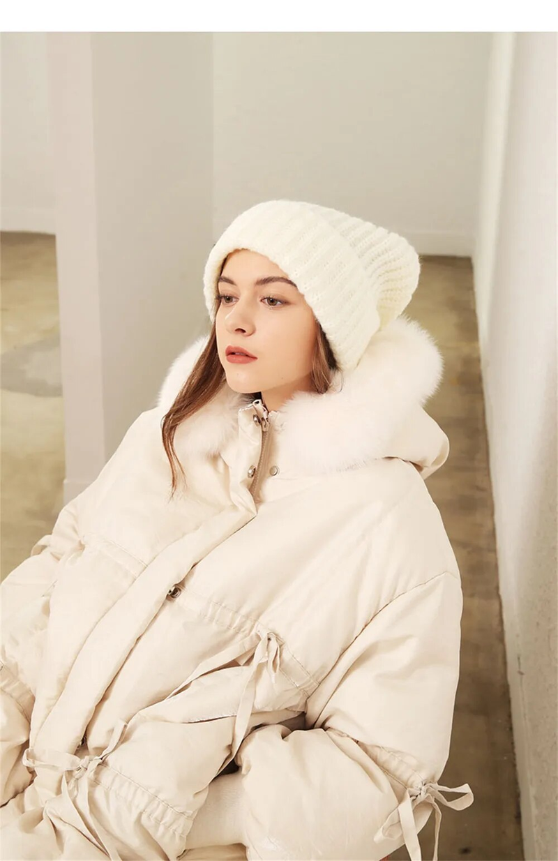 Winter Knitted Women's Hats Lock Temperature Warm Unisex Caps Skin-friendly Soft Big Head Woolen Beanie Clothing_voghion.com