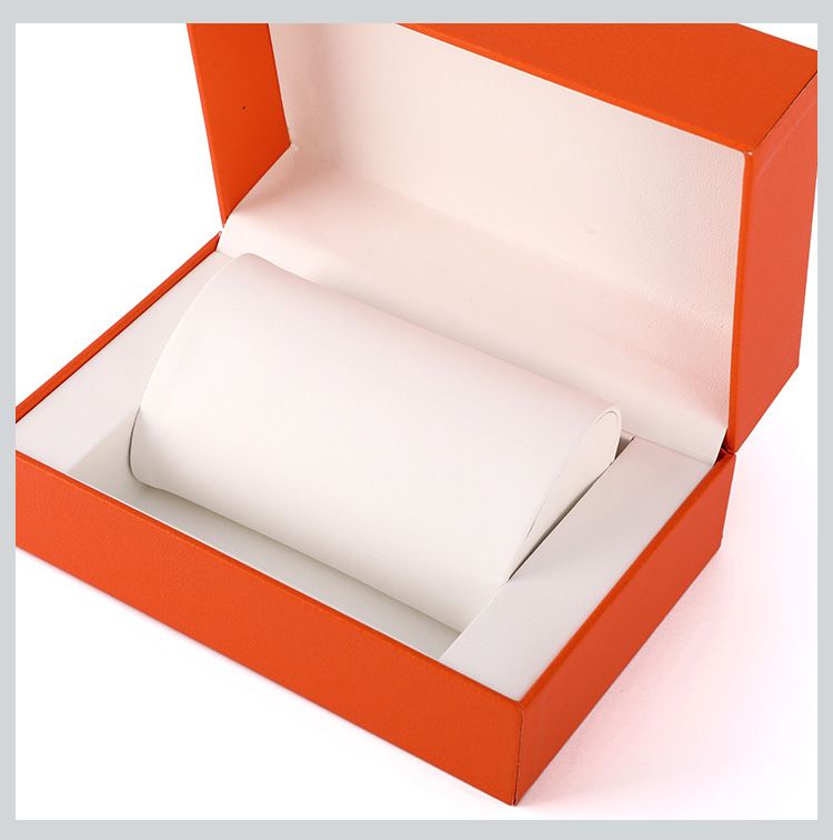 Boîte de rangement pour montres, couvercle rabattable, boîte décorative en papier imprimée en relief de couleur unie pour bijoux et bracelets_voghion.com