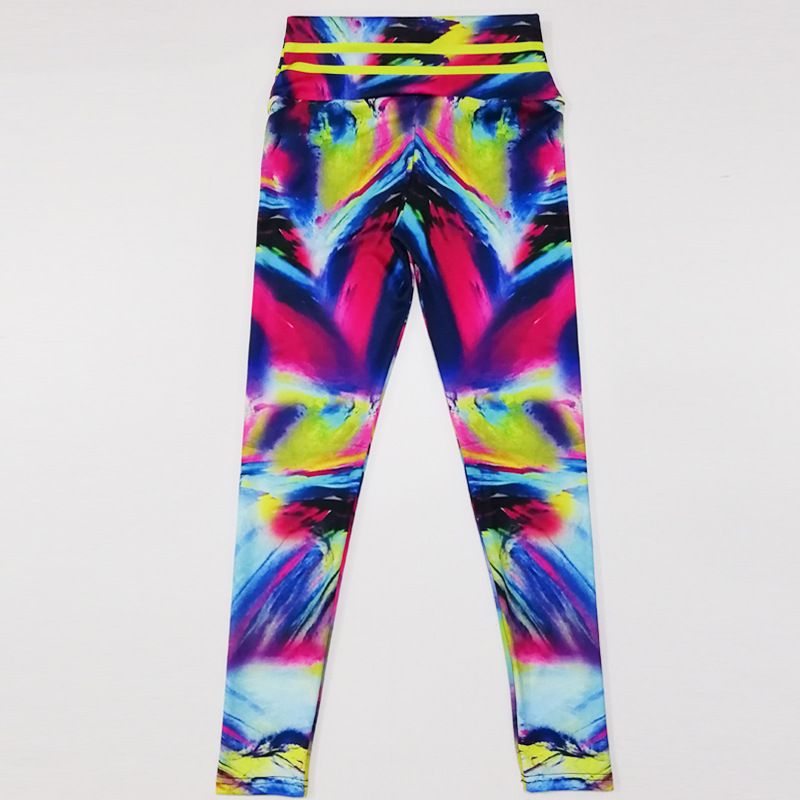 Leggings de pantalon de Yoga de sport taille haute, imprimé numérique arc-en-ciel_voghion.com
