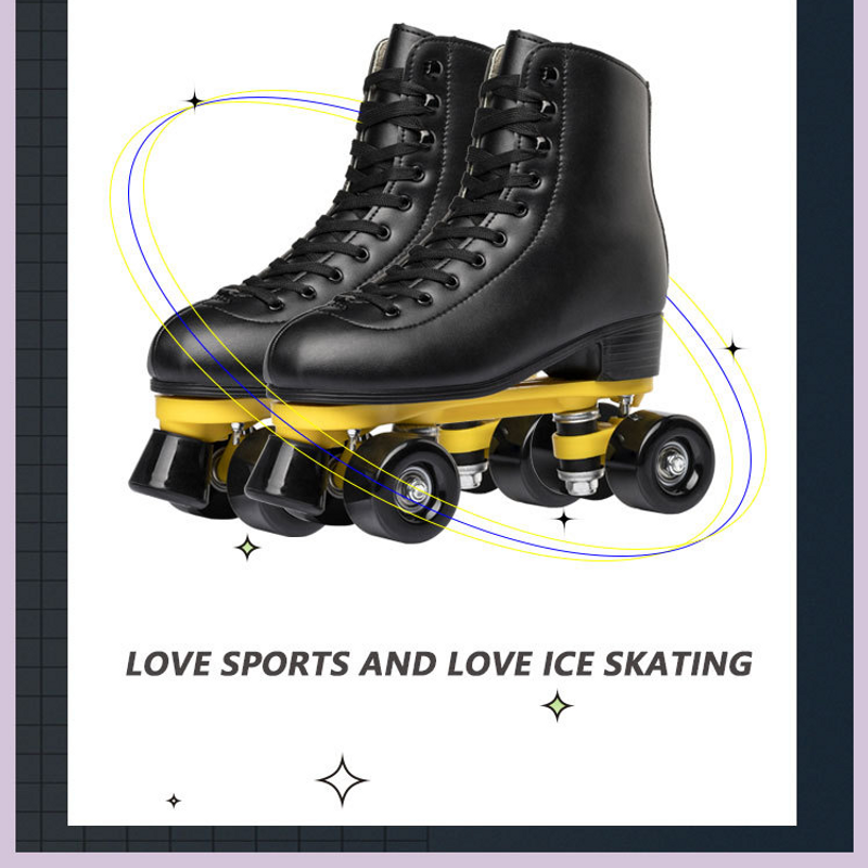 Men's and women's double row Breathable comfortable roller skates PU wheel green durable_voghion.com