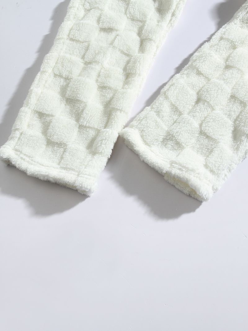 Pantaloni casual da uomo con fodera in pile scozzese - Pantaloni invernali caldi a gamba dritta con cintura, elastico in vita e tasche (bianco, grigio, nero)_voghion.com
