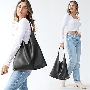 Borse Hobo da donna in morbida pelle vegana, borse a tracolla morbide, borse tote_voghion.com