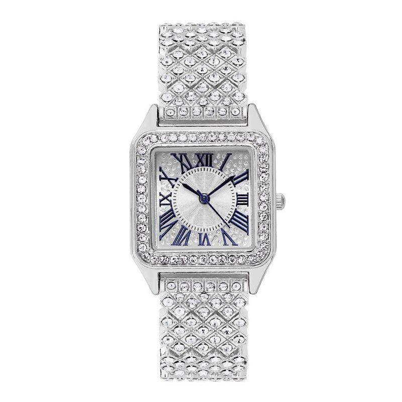 moda classico orologio quadrato cielo stellato cintura in acciaio orologio da donna lusso business set due pezzi orologio al quarzo_voghion.com