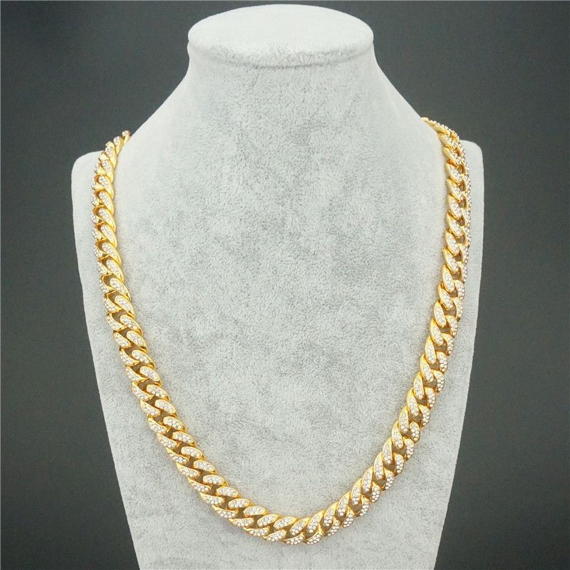 Hip Hop Dominant 12,5 mm Full Diamond Big Cuban Collana Catena Oro Vendita Speciale_voghion.com