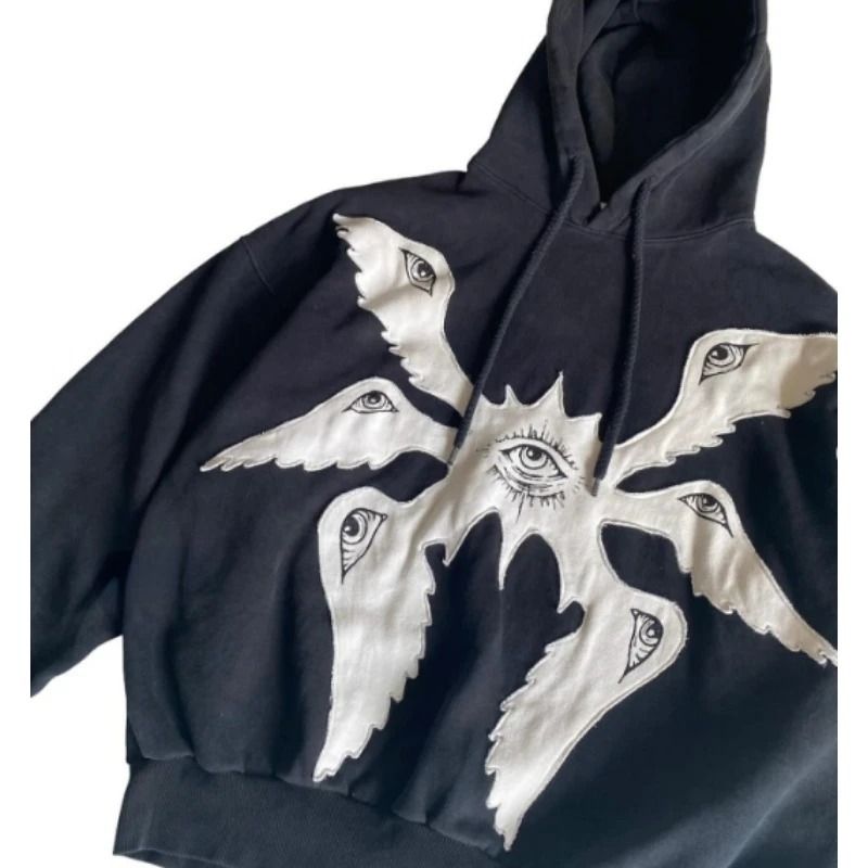 Y2K Angel Patch Dark Loose Long Sleeve Top Gothic Embroidered Pullover Sweatshirt Unisex_voghion.com