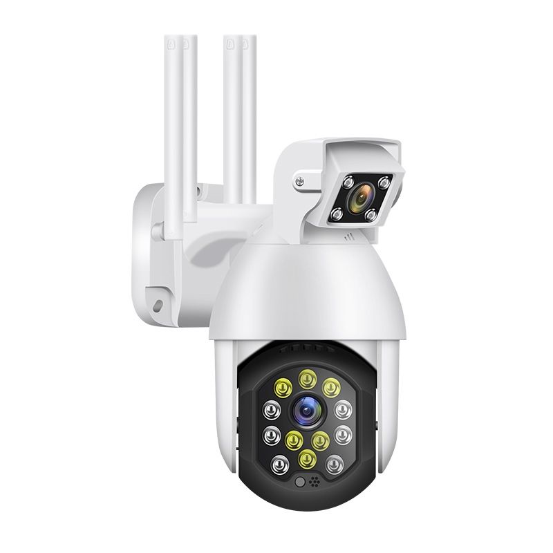 QX41 1080P 2.0MP dobbeltlinse IP66 vandtæt panorama PTZ WIFI-kamera, understøtter dag og nat i fuld farve & tovejs stemmeintercom & smart alarm & videoafspilning & 128GB TF-kort, AU-stik_voghion.com