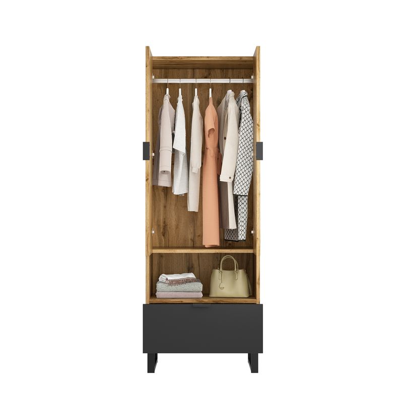 Ensemble Garderoben avec banc à chaussures et coussin, accessoires suspendus à l'avant, tiroirs et étagères réglables_voghion.com